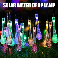 led outdoor water drops solar lamp string lights 653m 302010 leds fairy holiday christmas party garland garden waterproof