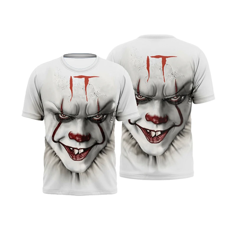 

Hot sale in summer 3D printing evil clown pattern men's and women's T-shirts street fun personality all-match oversized top