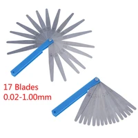 1 set metric feeler gauge 17 blades 0 02 1 00mm measurements tools stainless steel foldable thickness gap filler feeler gauges