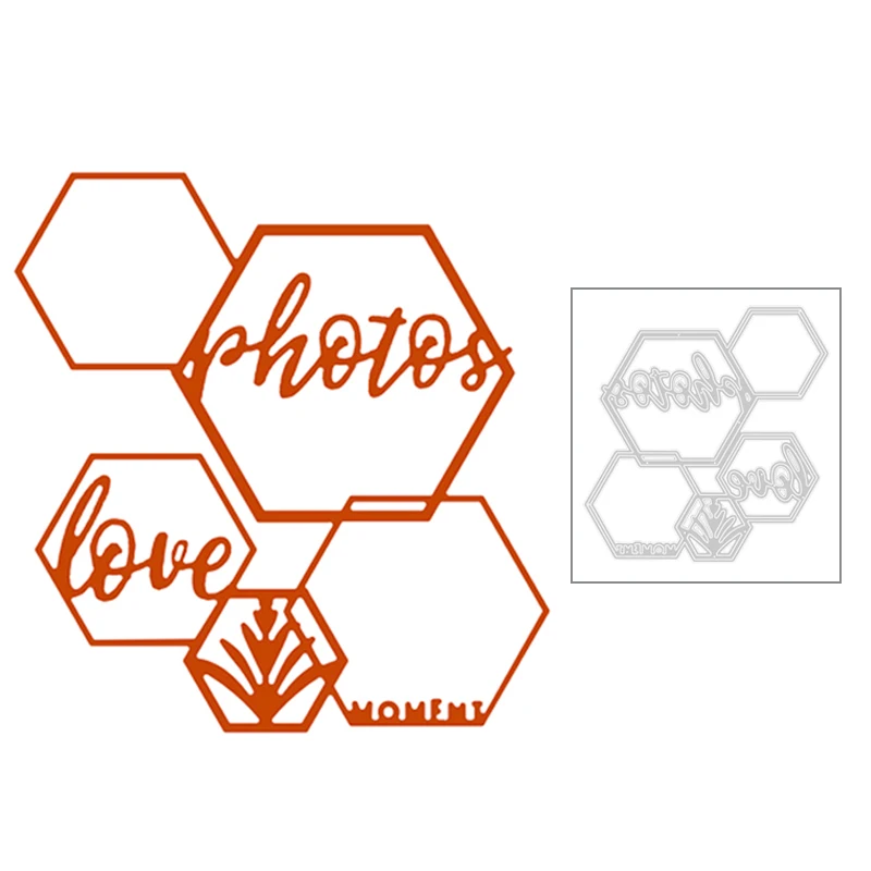 

2020 New Hexagon Photo Frame Metal Cutting Dies For Embossing Honeycomb Cut Paper Decoration Album Card Scrapbooking No Stamps