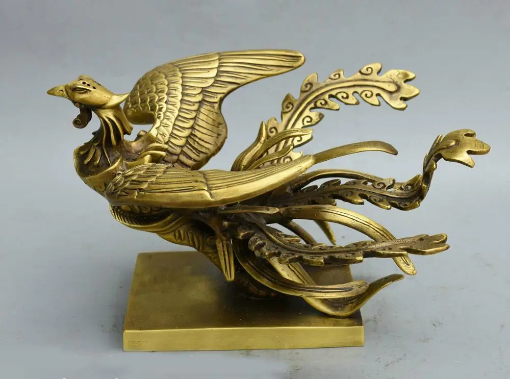 

Свадебные украшения Китайский Фэншуй чистый Медь латунь благоприятная птица Летающий Феникс God Beast, статуя