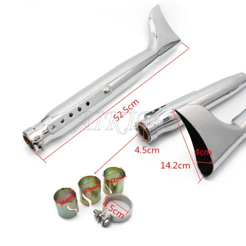 Хромированная выхлопная труба для мотоцикла с рыбьим хвостом универсальная Harley