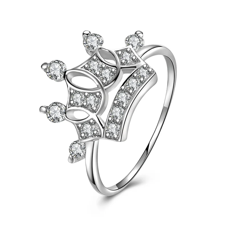 Роскошные бриллиантовые серебряные обручальные кольца с Королевской короной