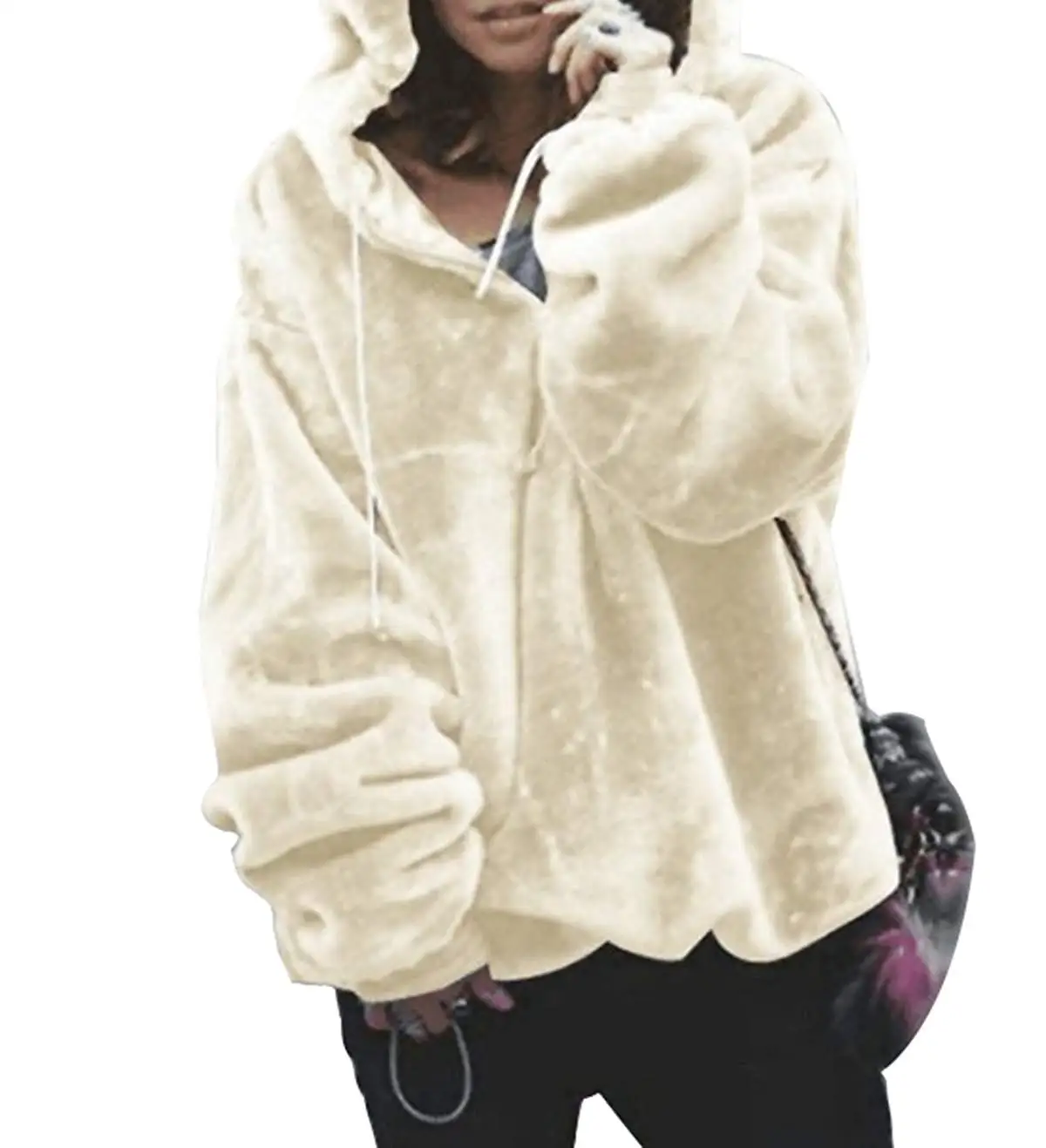 

ZOGAA Autumn Winter Coats Soild Sweet Hooded Women Loose Casual Warm Hoodies Ladies Fleece Flannel Pullover Female Sweatshirts