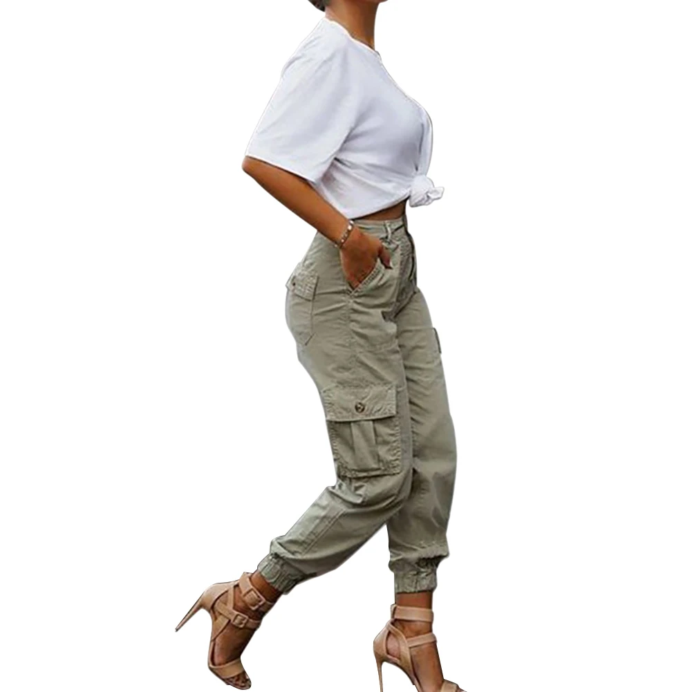 

Women Multi Pockets High Waist Pants Trousers Loose Cargo Casual Sweatpants Casual Trouser Hip Hop Funny Sweatpants Loose Femme