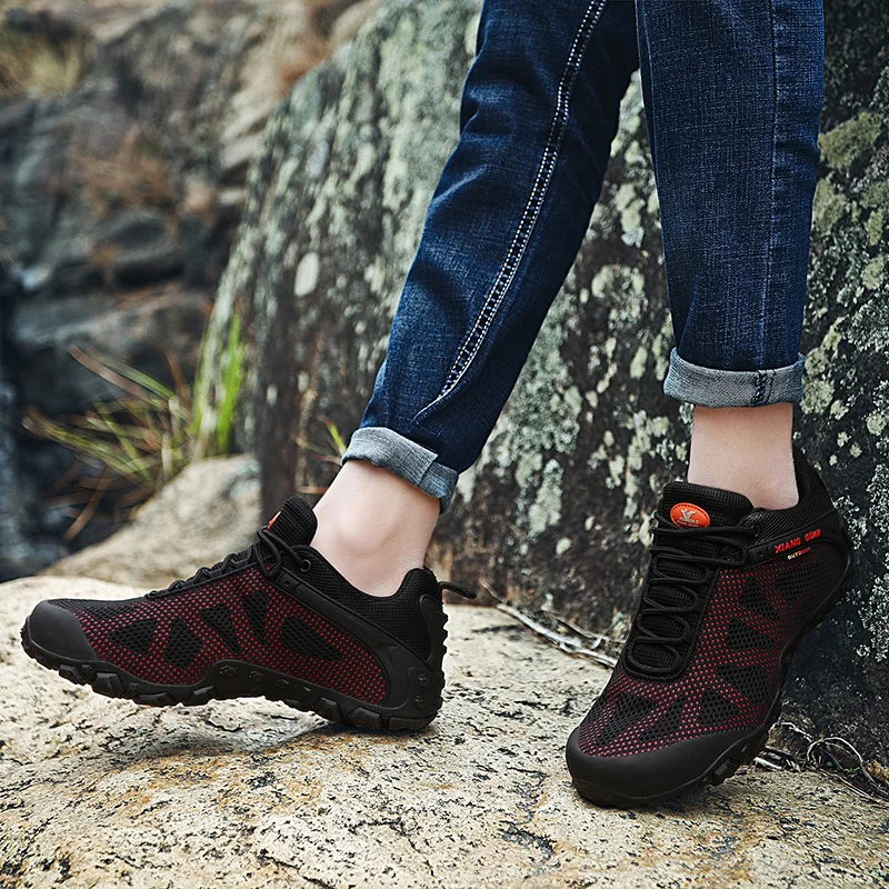 

XIANG GUAN Men Hiking Shoes Women Mesh Breathable Trekking Boots Hunting Tactical Climbing Sports Outdoor Walking Sneakers