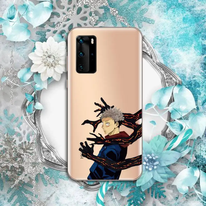 

Anime Jujutsu Kaisen Phone Case Transparent for huawei honor P 40 30 20 lite Pro 10 i 8 9 x p smart 2019