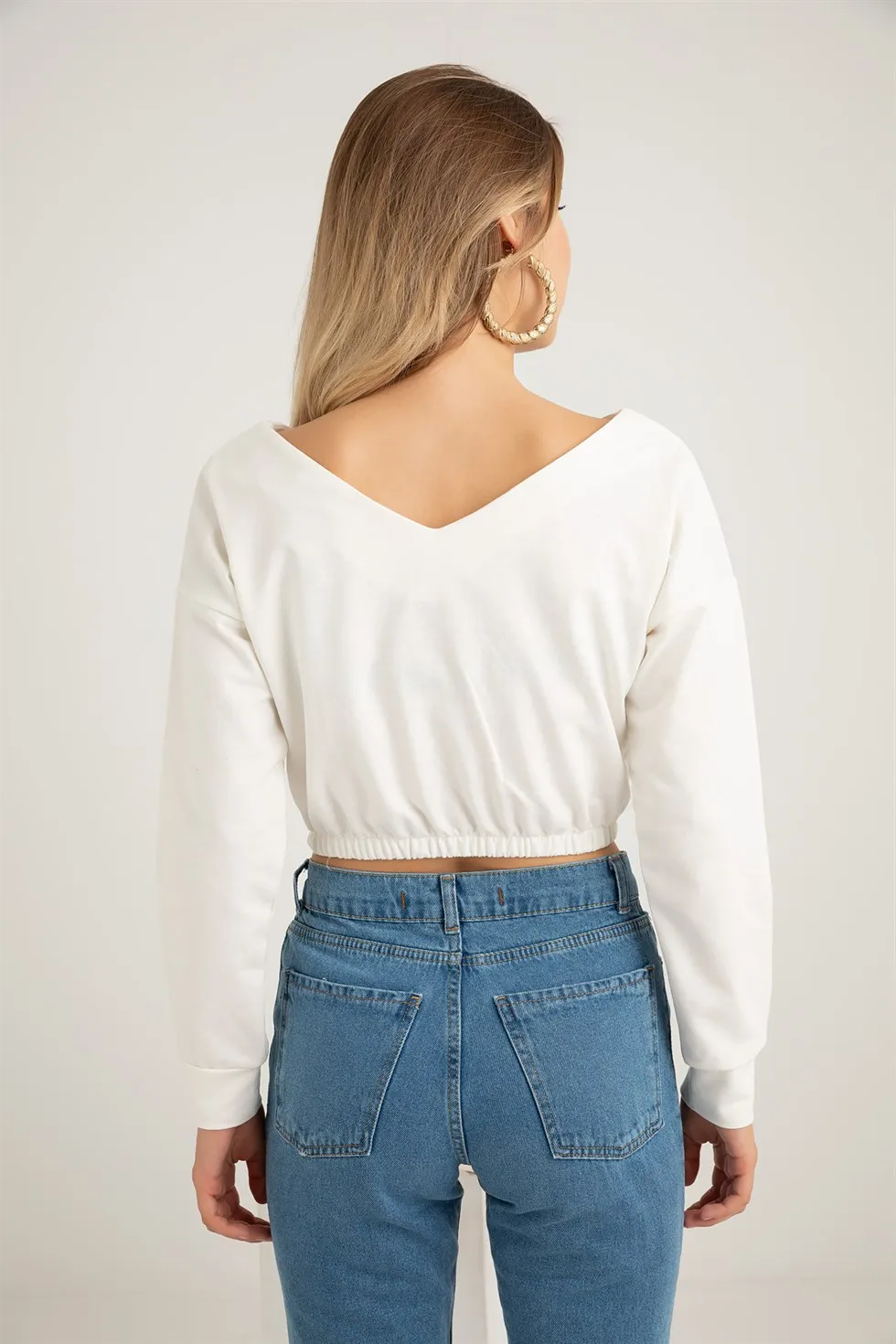 

V-Neck Short Sweat-WHITE