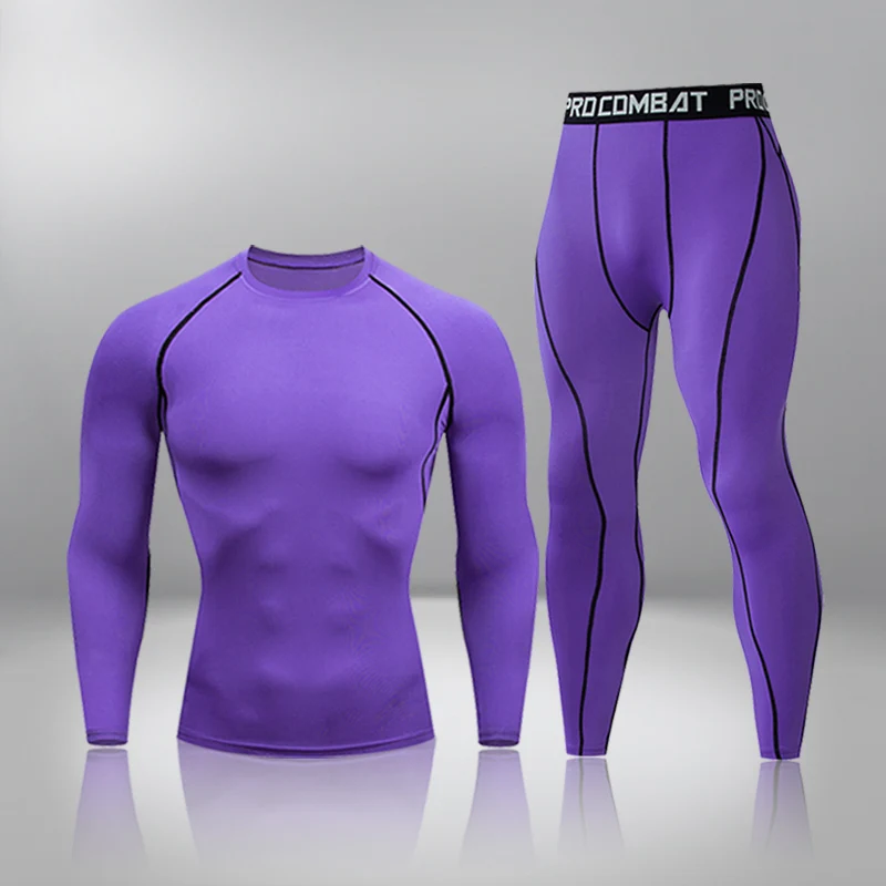 

Men's Thermal Underwear Suit Gym Fitness Compression Clothing Running Jogging Sport Wear Exercise Workout Tights