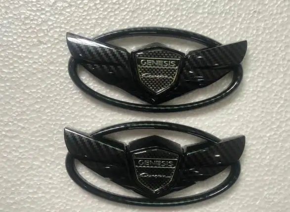 carbon fiber 2 шт., автомобильные 3D Автомобильные стильные аксессуары, хромированная эмблема, значок, наклейка, наклейка на заднюю панель для hyundai Genesis Coupe, крыло автомобиля, наклейка - Цвет: carbon fiber