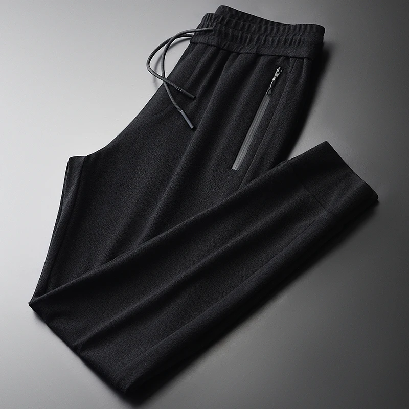 

Брюки мужские с эластичным поясом, роскошные весенние модные облегающие спортивные штаны с бахромой, черные