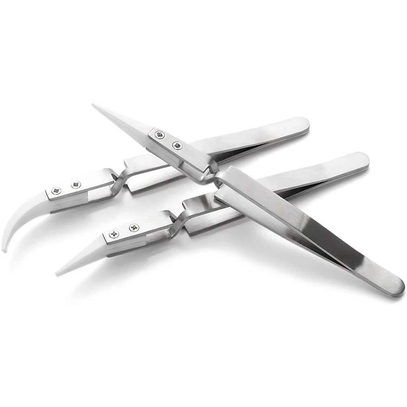 

3 Pcs Antistatic Ceramic Tweezers Inverted Tweezers & 50 Pcs 32Mm Fiberglass Reinforced Cutting Disc