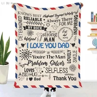 i love you dad pattern blanket text flannel throw printed quilts keep warm sofa bedroom sherpa blankets family bed bedding