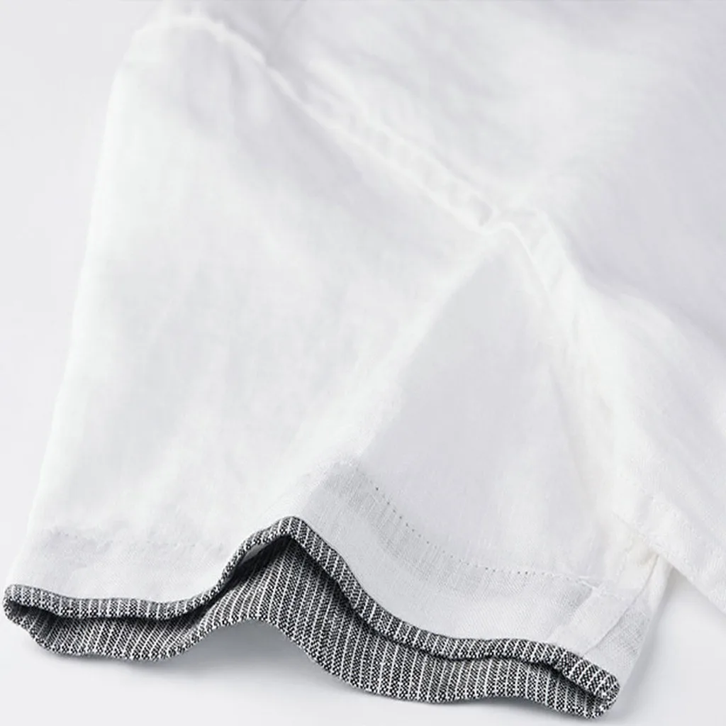 Рубашка KLV мужская с коротким рукавом хлопковая льняная блузка мешковатая