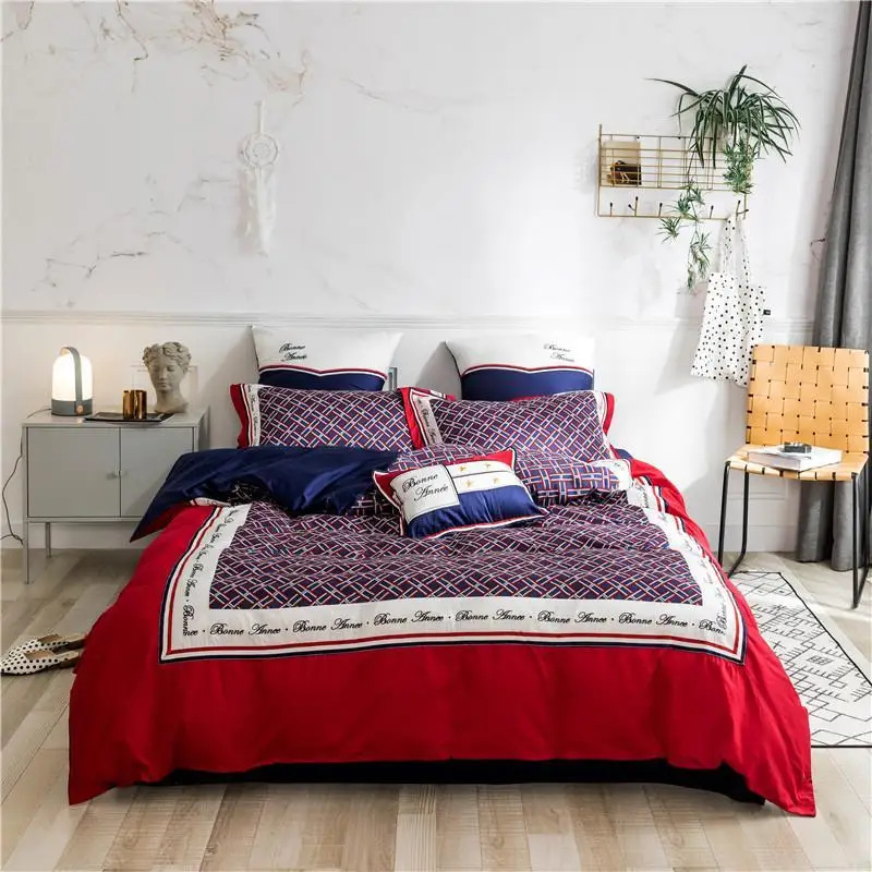 42 Британский стиль плед Постельное белье королева Король Размер Египетский