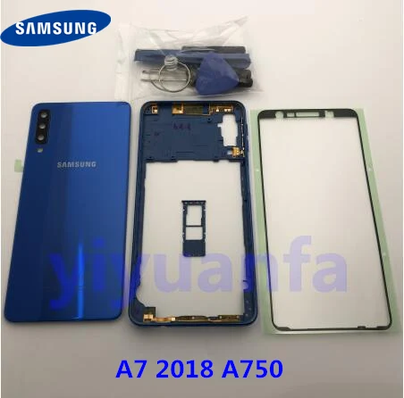

Новинка ML1 2022 оригинал для Samsung Galaxy A7 2018 A750 A750F задняя крышка аккумулятора стеклянная дверь полный корпус A750 средняя рамка