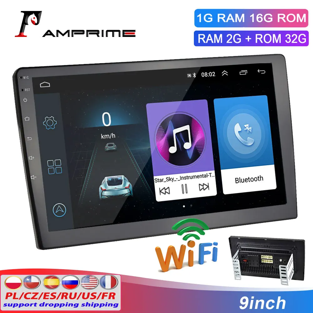 Автомагнитола AMPrime мультимедийный плеер на Android с 9 &quotэкраном GPS Wi-Fi Bluetooth камерой