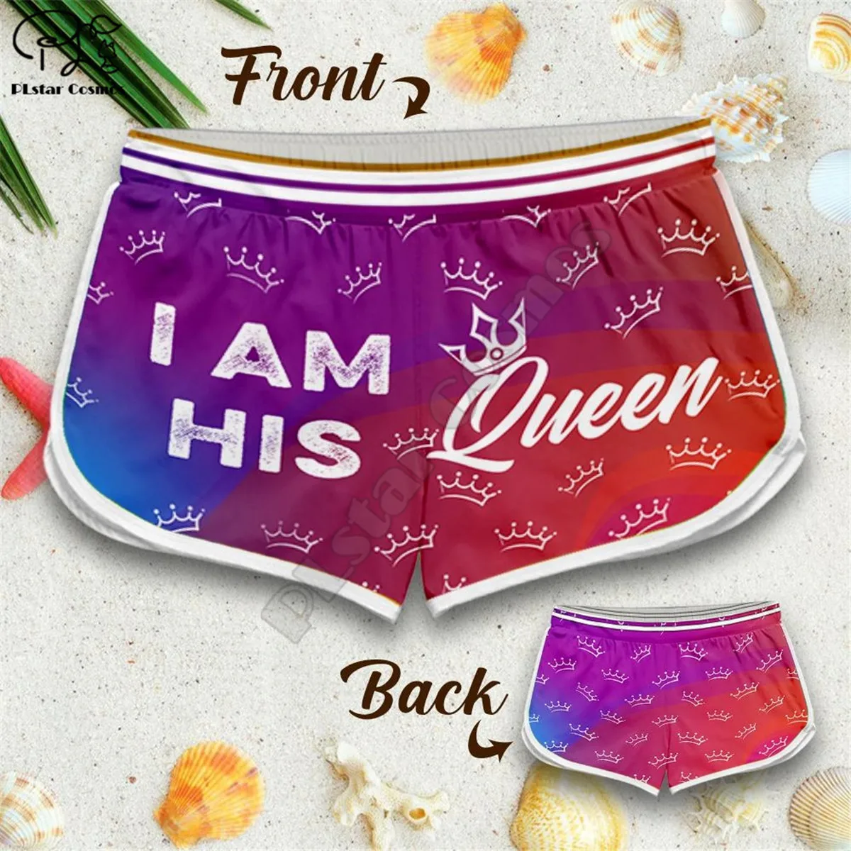 

PLstar Cosmos Couple Matching KING&QUEEN Printed 3d Shorts women for men Elastic Waist Shorts Summer Quick Dry Beach shorts