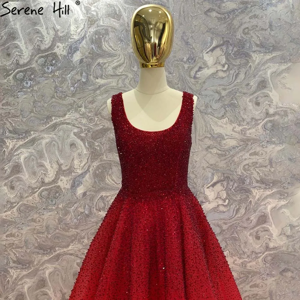 Вечерние платья Serene Hill Red Full Crystals Gowns A-Line Luxury Sleeveless Sexy для вечеринки женщин CLA70232A.