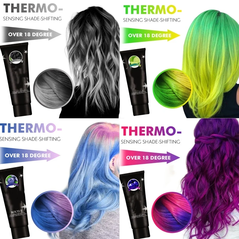 Thermochromic Color Changing Wonder Dye Mermaid Hair Dye Gray Hair Color Cream Thermo Sensing Shade Shifting Hair Color Wax