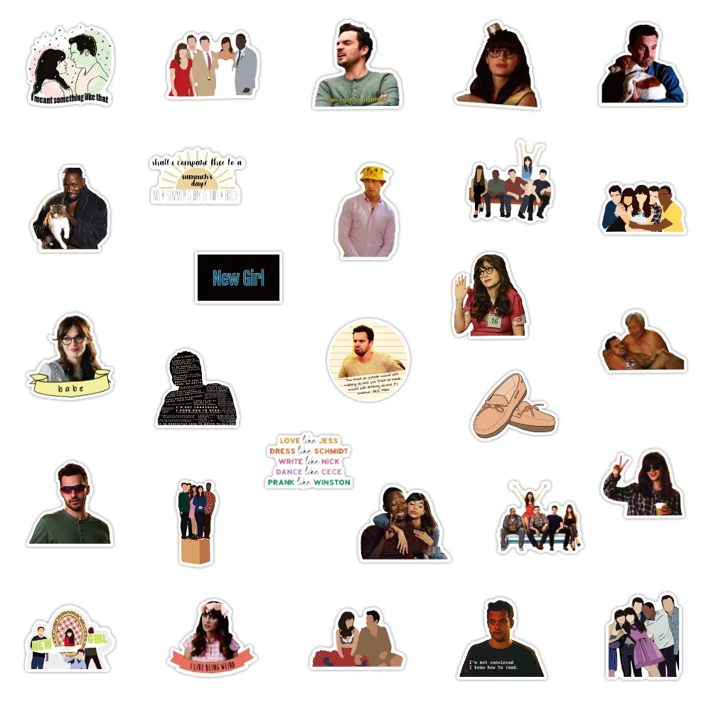 103050pcs tv show new girl stickers laptop guitar luggage fridge skateboard waterproof cool graffiti sticker decal kids toys free global shipping