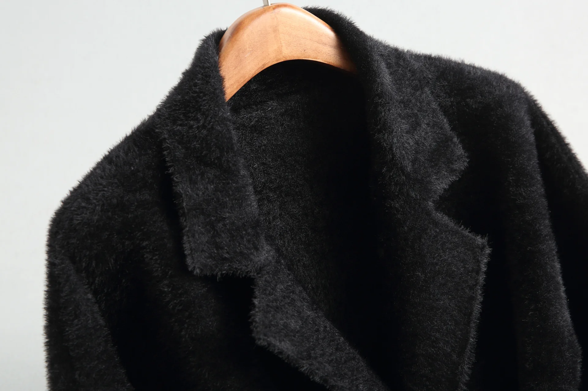 New Imitation Mink Velvet Long Sleeve Suit Collar Minimalist Style Coat Adjustable Waist