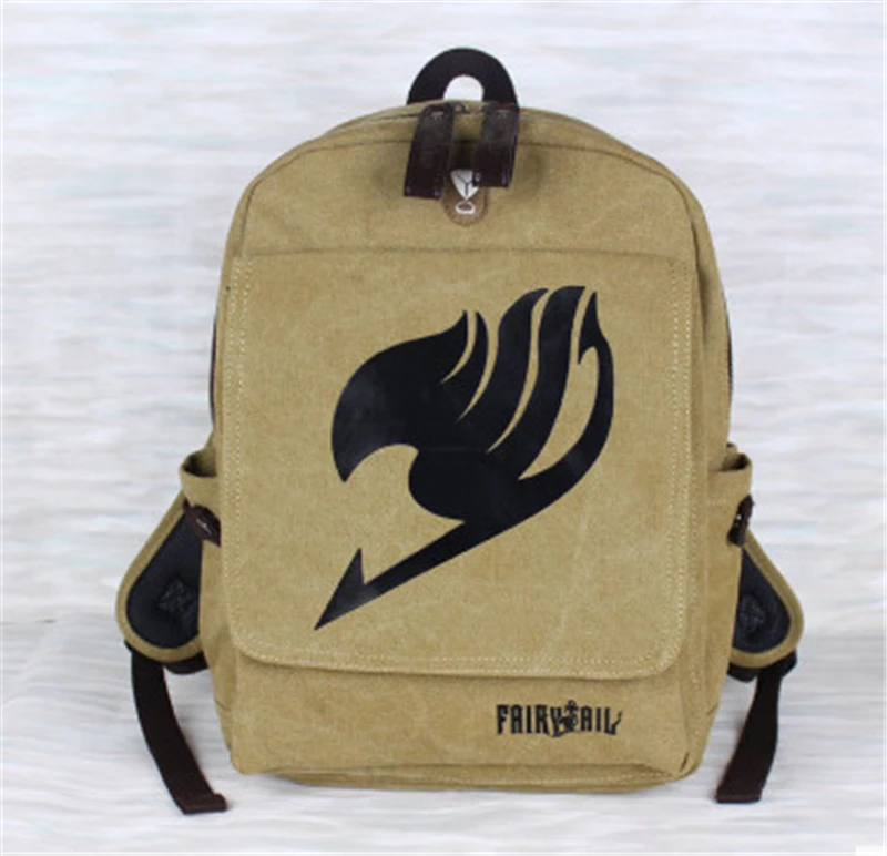 Рюкзак-портфель унисекс с хвостом феи из мультфильма аниме коричневого цвета для