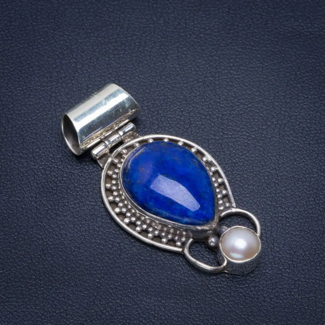 Натуральный Лазурит и речная жемчужина ручной работы Уникальная стандартная
