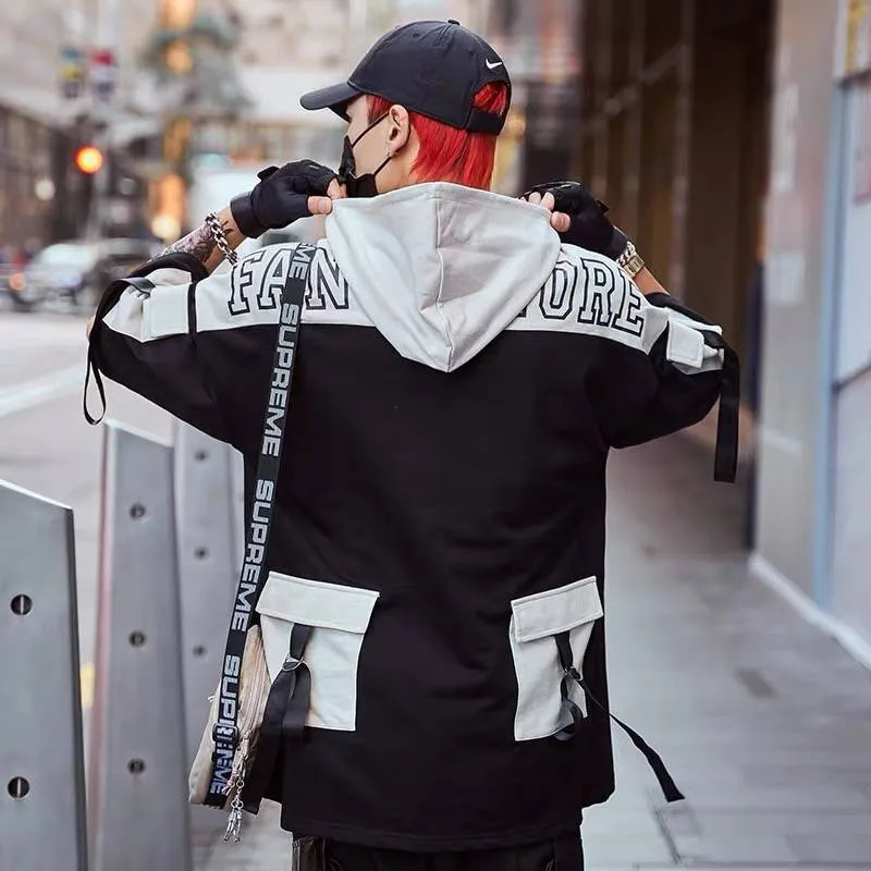 

Hip Hop T-shirts Men Korean Harajuku Oversized Tops Tee Shirts Japan Tshirt Streetwear Casual Hooded High Street T Shirts