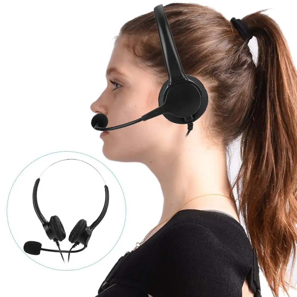 Гарнитура бинауральные наушники с микрофоном для телефонной станции телефонный