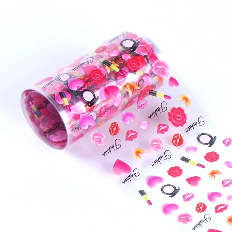 

10Rolls/box Nail Foils Transfer Stickers Flower Letters Pattern Nail Decals Transfer Foils for Valentine Theme Decoration MH88