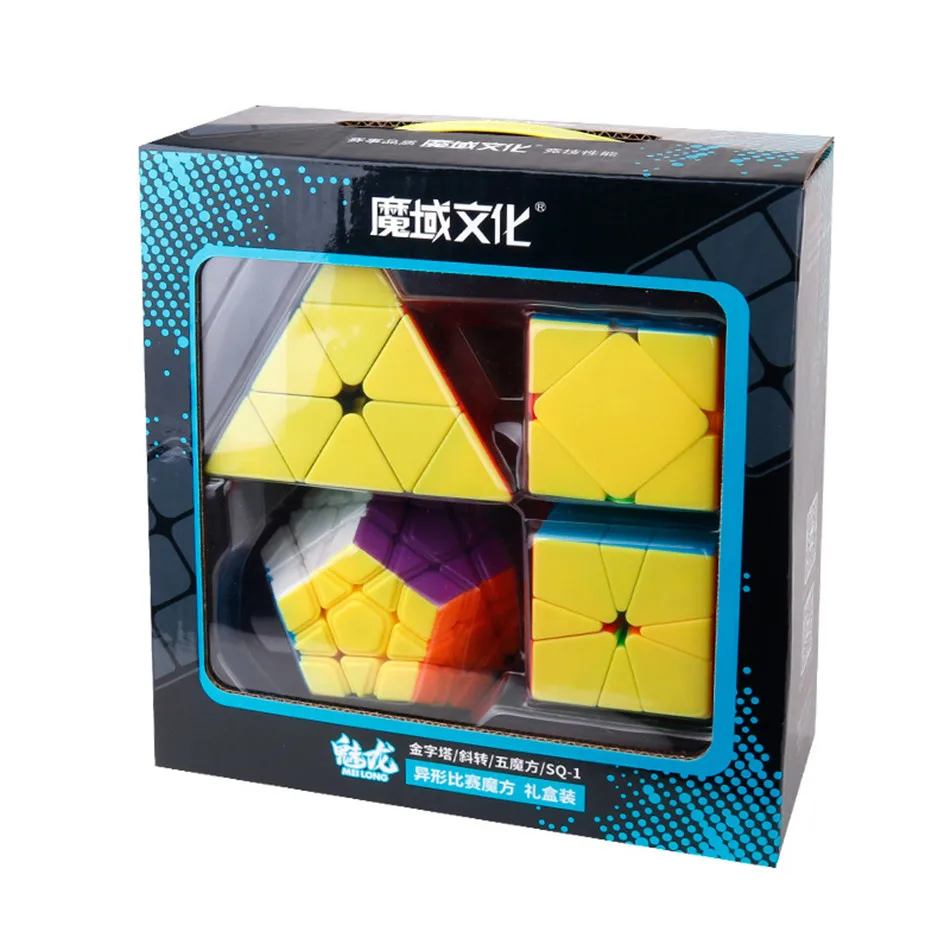 

4pcs Speed Cube Set Moyu MofangJiaoshi 2x2 3x3 4x4 5x5 Meilong Magic Cube pyramid skew Megaminx SQ1 Packing Educational Toys