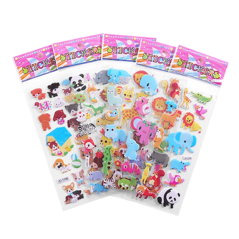 Cartoon Stickers 3D Puffy Bubble Stickers Cartoon Princess Cars Animals Waterpoof DIY Baby Toys For Children Kids Boy Girl images - 6