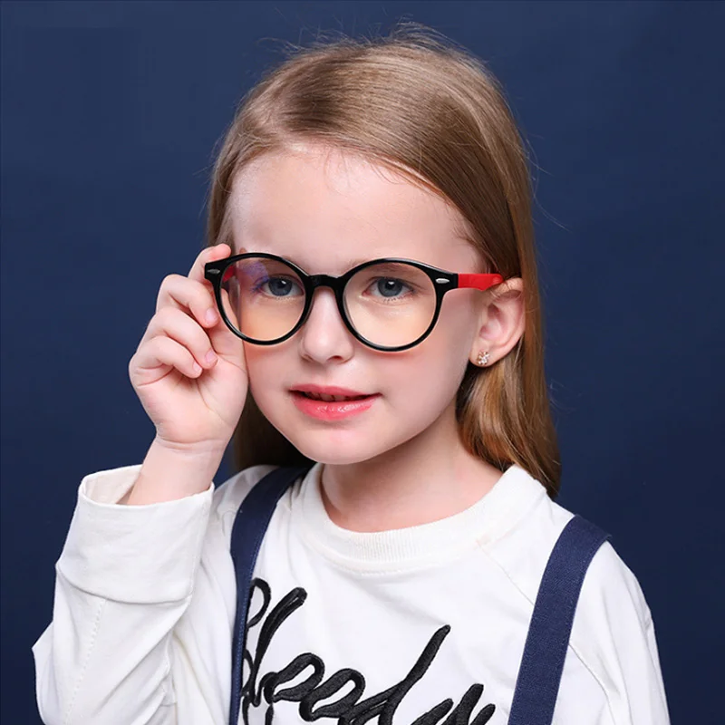 

2022 Round Glasses Kids Anti Glare Filter Children Eyeglasses Girl Boy Optical Frame Clear lenses UV400 Anti Blue Light Blocking
