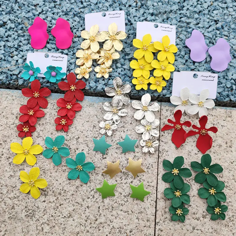 JJFOUCS корейский элегантный Конфета цветной цветок серьги для женщин