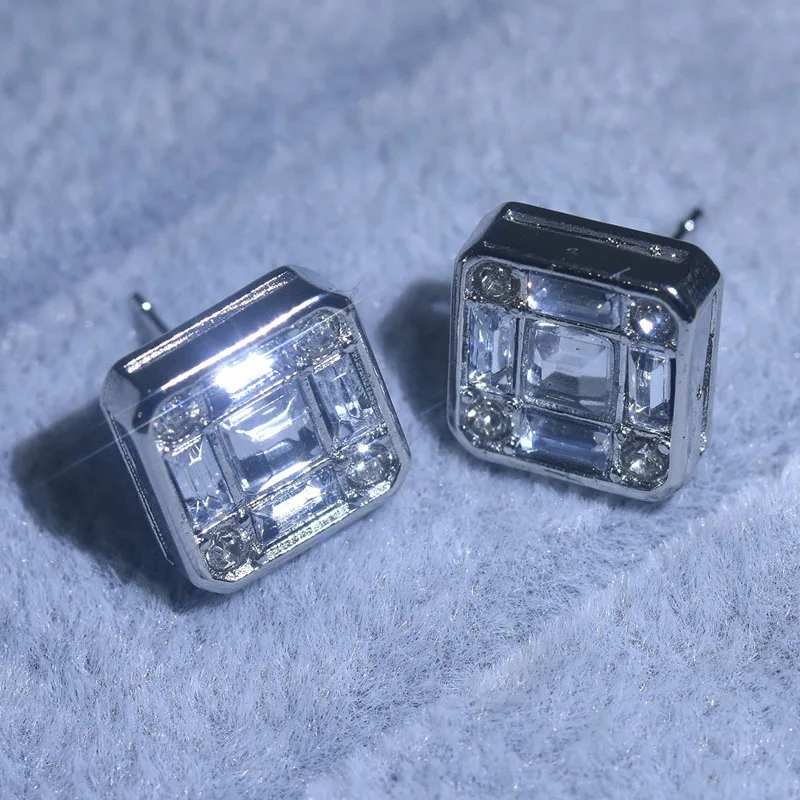 

Simple Vintage Square Stud Earrings Inlay Small Zircon Charm Piercing Jewelry For Women Wedding Party Birthday / New Year Gift