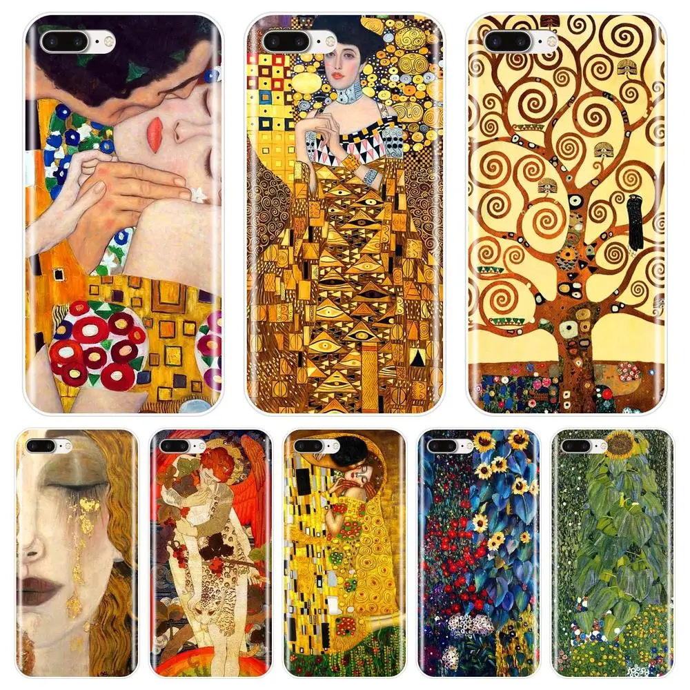 Мягкий чехол для телефона iPhone 6 S 7 8 X XR XS Max силиконовый Густава Климта The Kiss Art Apple Plus