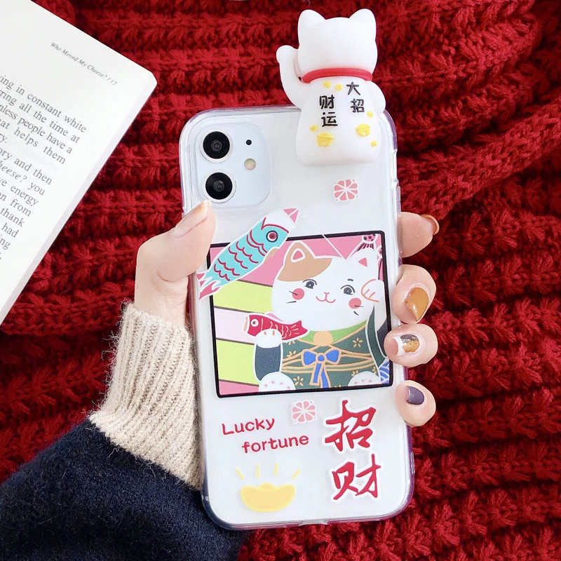 Для iPhone 11 pro 3D Fortune Cat Чехол Maneki Neko прозрачный мягкий чехол для XS max XR X 7 8 plus Lucky cat shell |