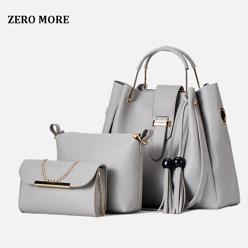 3 шт./компл. женские сумочки кожаные сумки на плечо Женская Большая вместительная