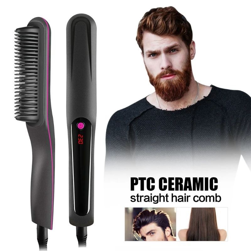

D0JE Handheld Electric Hair Straightener 30s Heat Up Auto Shutdown Anti-scalding Comb Teeth Comb Teeth 2-3cm/0.78-1.18in