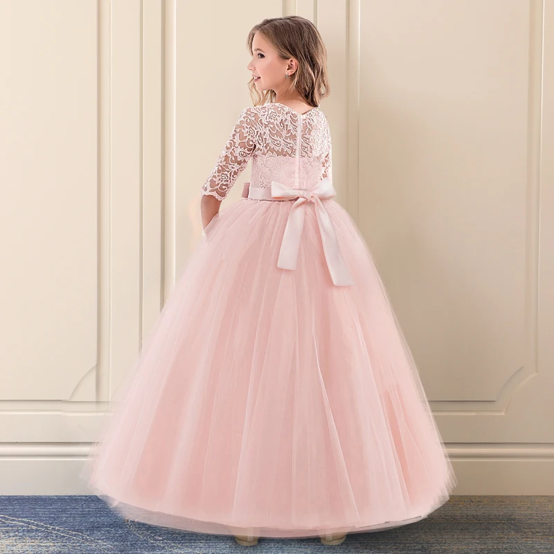 

Elegant Lace Flower Girls Dress Children Princess Party Pageant Floral Gown Kids Dresses for Girls Formal Clothing Size 6-14T