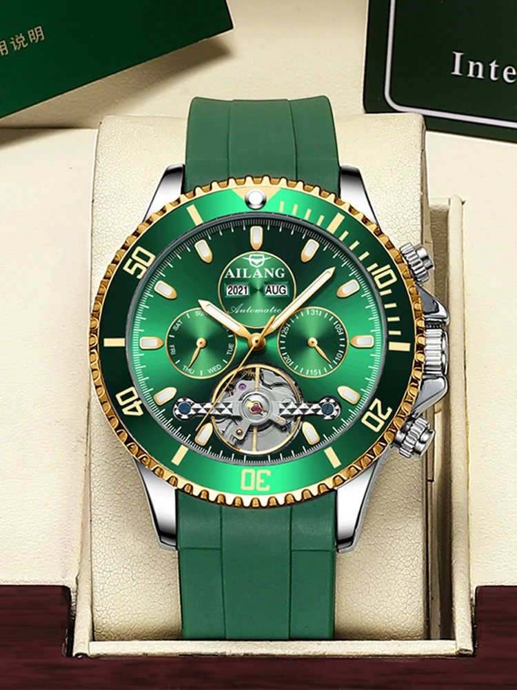 AILANG  Fashion New Authentic Watch Men's Mechanical Luminous Watch Automatic Hollow Fashion Business Mechanical Men's Watch