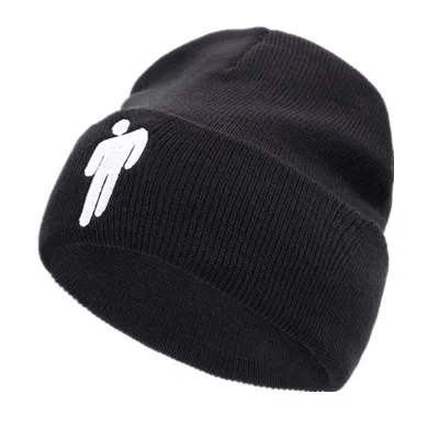 Billie Eilish Beanie, 15 цветов, вязаная зимняя шапка, одноцветная, в стиле хип-хоп, вязанная шапка Skullies, шапка, аксессуар для костюма, подарки, теплая зимняя шапка - Цвет: Black