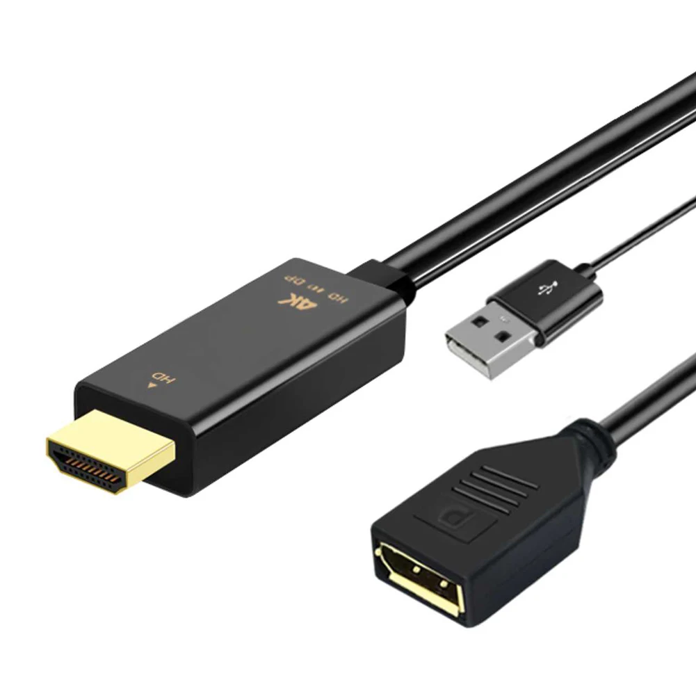 

HDMI совместимый штекер к DisplayPort DP гнездовой конвертер видеоадаптер кабель с питанием USB 4K 60 Гц для ТВ монитора проектора