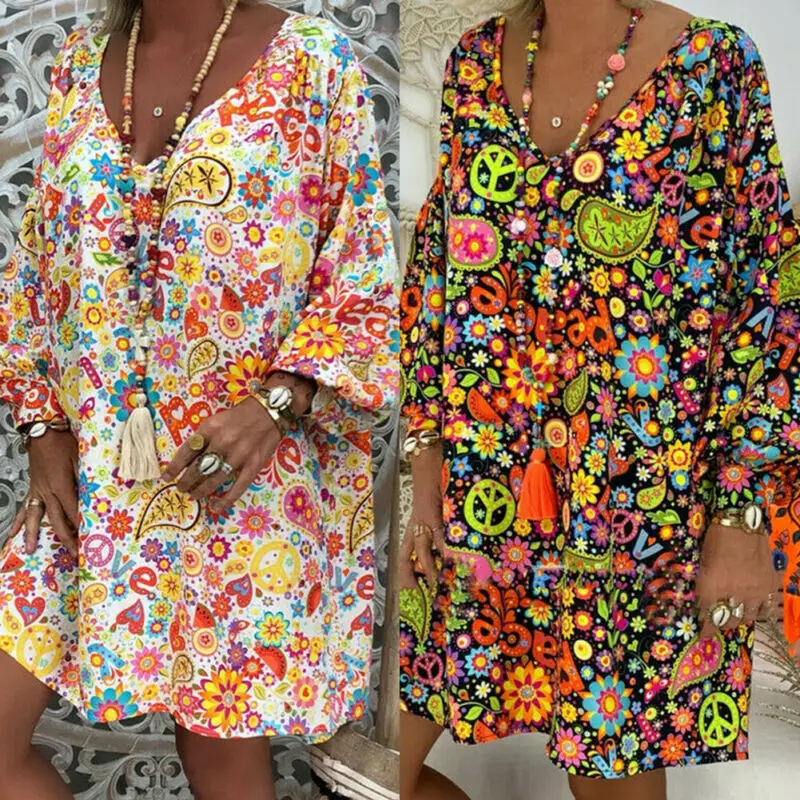 Женское богемное хлопковое льняное Макси платье с длинным рукавом и v образным