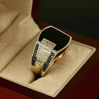 1pc luxury mens ring business type black plate crystal hip hop ring party punk motor rings fashion jewelry gift accessories