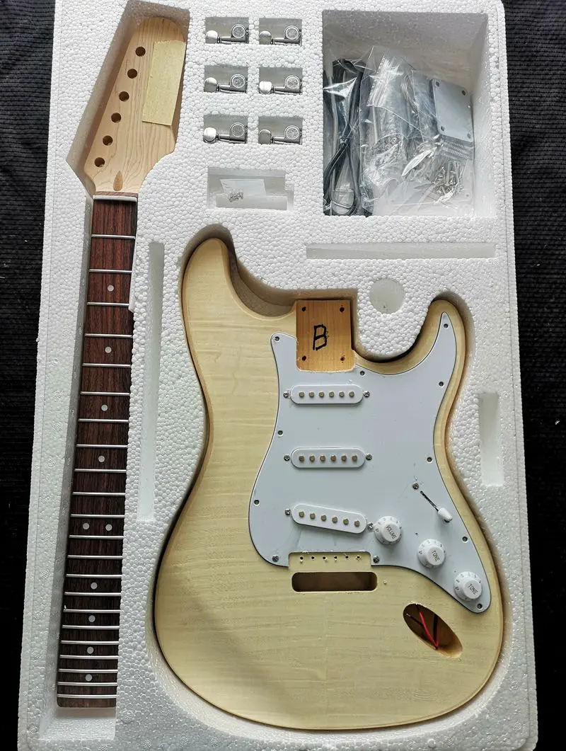 Новая гитара из липы огненный корпус Кленового Шпона комплект необработанной