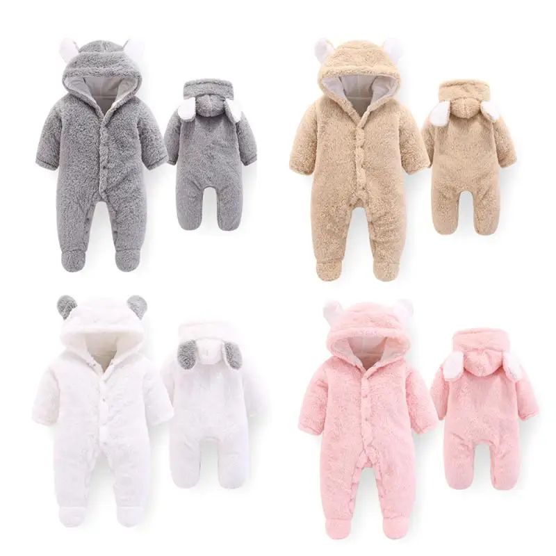 

2021 New Cute BABY Newborn Baby Boy Girl Clothes Long Sleeve Bear Baby Thickened Romper Clothes Autumn Winter Wear 0-12M