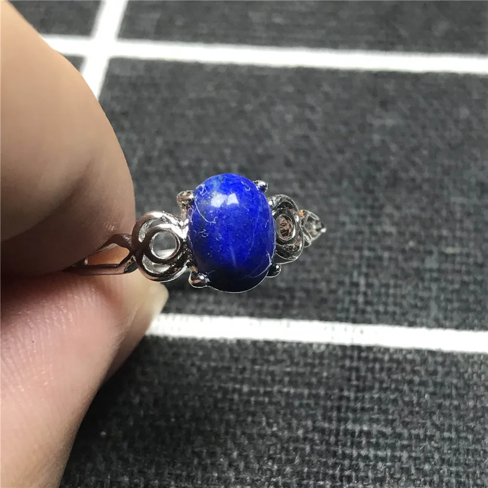 

Кольцо из натурального Королевского синего лазурита, 8x6 мм, 100%, ювелирное изделие для женщин и мужчин, подарок на любовь, бусины, кристалл, др...