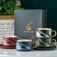 ceramic coffee cup with gift box phnom rim starry sky design saucer spoon set creative office tea cup breakfast milk mug